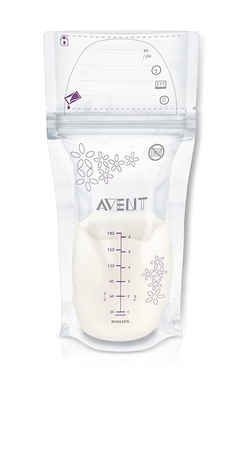 Philips AVENT Bolsas de almacenamiento de leche materna, transparente, 6 onzas, paquete de 50