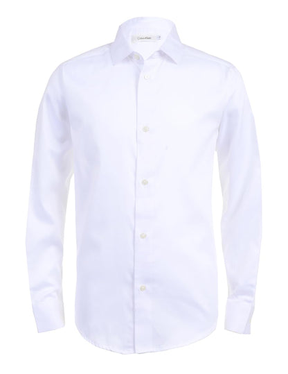 Calvin Klein camisa de vestir de manga larga para niño - 12 - Blanco