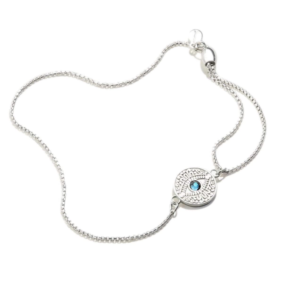Alex and Ani Path of Symbols Adjustable Ring for Women, Evil Eye Charm, .925 Sterling Silver, Fits Ring Sizes 6 to 9 - Plata esterlina - Pulsera