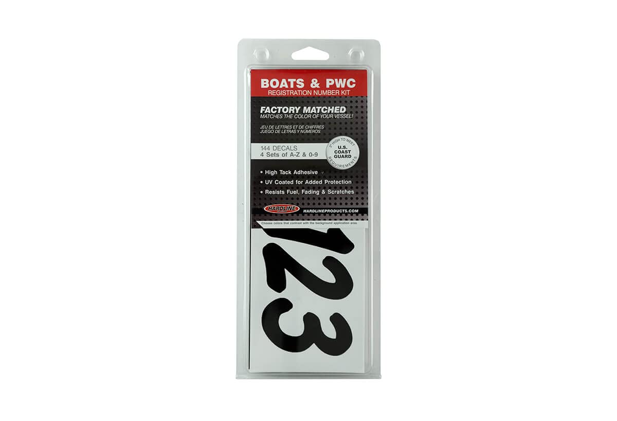 Hardline Products Series 400 Kit de Número de Registro de Barco y PWC de 3 Pulgadas, Negro Sólido, BLK400EC