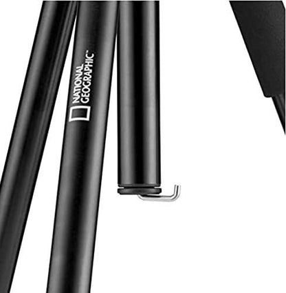 National Geographic - Juego de trípode de Viaje, Columna de 90°, 4 Secciones, Aluminio Ligero, Compatible con Canon, Nikon, Sony DSLR, Cabezal de Bola de 360 Grados, Placa de liberación rápida,