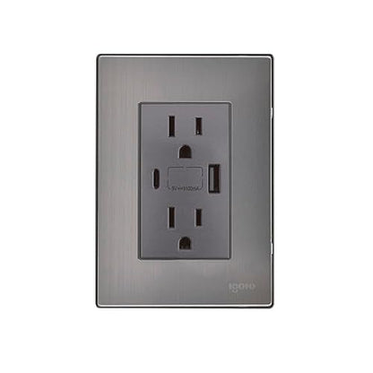 iGoto INOX2025 Placa con Contacto Duplex, Usb y Usbc Oxford