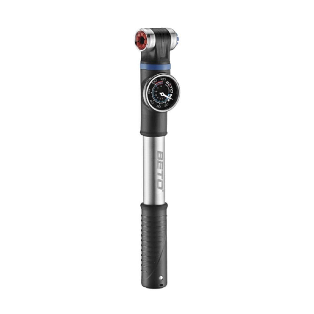 Beto Bomba Mini EZ-033AG | Plástico/Aluminio | Válvula Presta/Schrader | 7 Bar / 100 PSI | con Manómetro Integrado | Compacta y Portátil