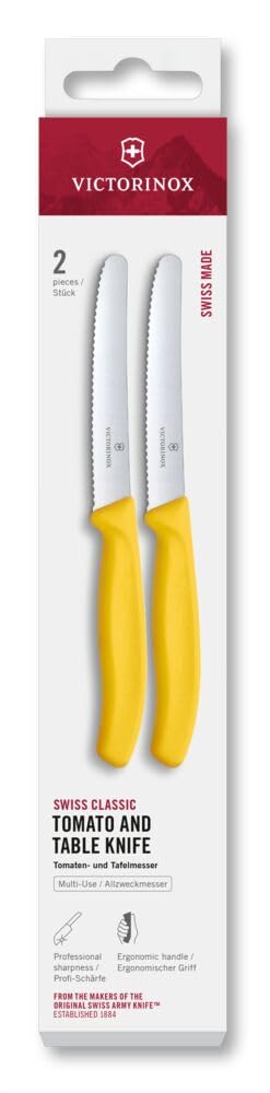 Set de Cuchillos para Cocina, Swiss Classic, Filo Dentado, Hoja de 11 cm, Amarillo