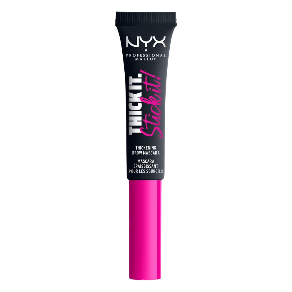 NYX Thick It Stick It Máscara de Cejas, Define y Rellena, Tono Black, 7 ml | Textura en gel ligera y resistente al agua, fórmula vegana, cobertura modulable con acabado natural que dura hasta 16 horas