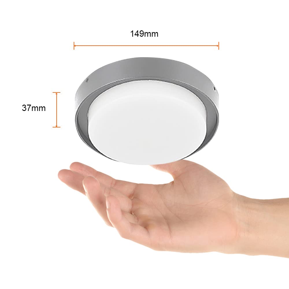Tecnolite Lámpara Plafón LED 15 W - Luz de Día, IP54, IK05, Lámpara de Techo de Sobreponer Redonda, LED integrado