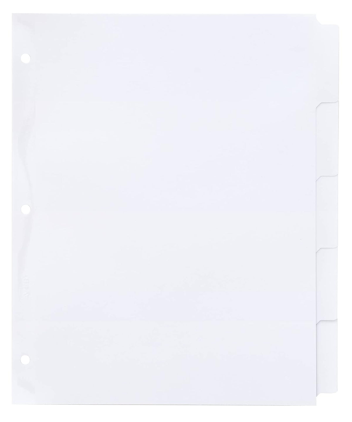 Office Essentials 24846 - Divisores para escribir con pestañas grandes, 8-1/2 x 11, 5 pestañas, blanco, paquete de 12 unidades