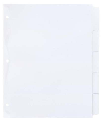 Office Essentials 24846 - Divisores para escribir con pestañas grandes, 8-1/2 x 11, 5 pestañas, blanco, paquete de 12 unidades