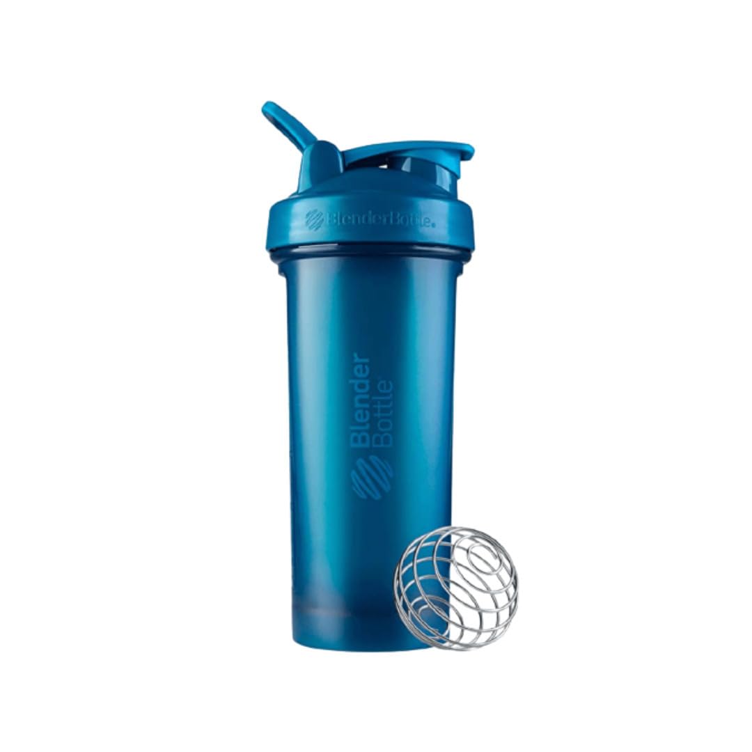 BlenderBottle Classic V2 Botella mezcladora perfecta para batidos de proteínas y preentrenamiento, 28 onzas, color azul océano
