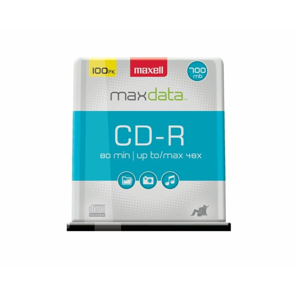 Maxell CD-R 700MB Grabable, Velocidad hasta 48X - Paquete de 100 - Disco CD