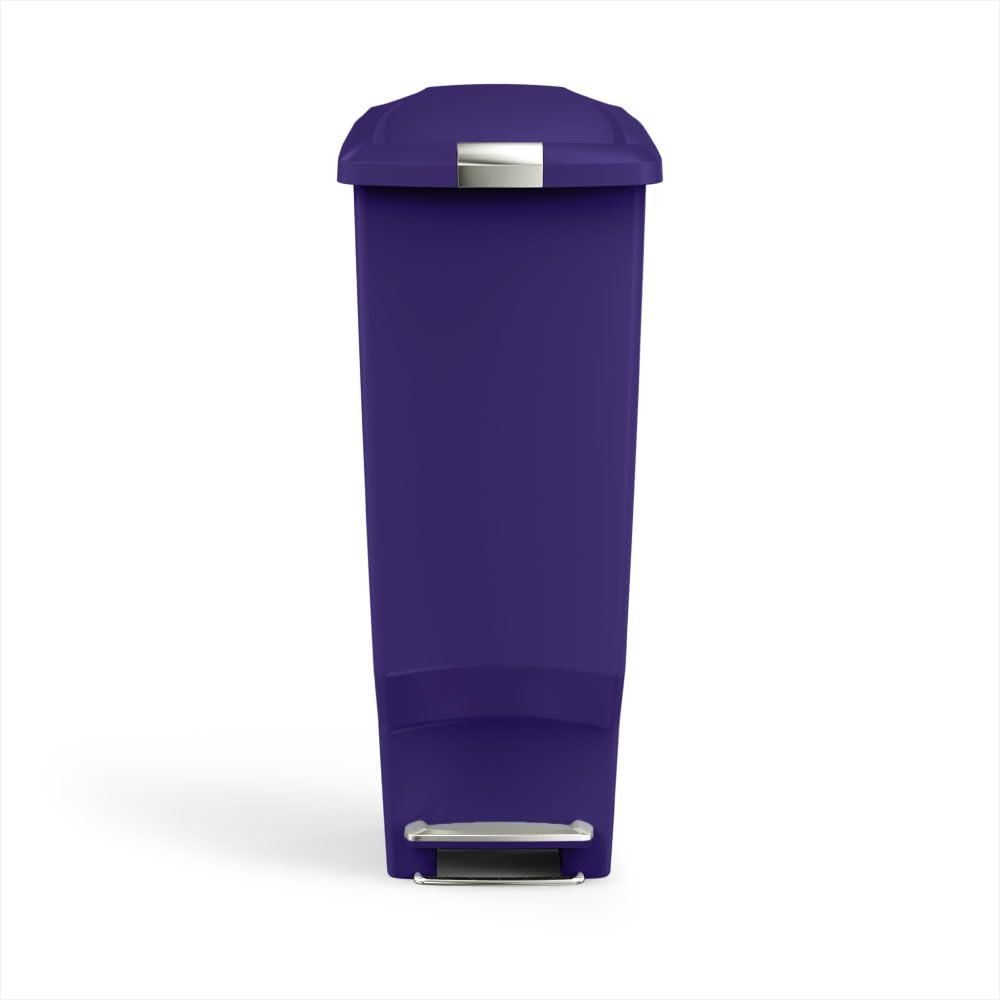 simplehuman, bote de basura estrecho con pedal, plástico blanco, 40 L - Índigo