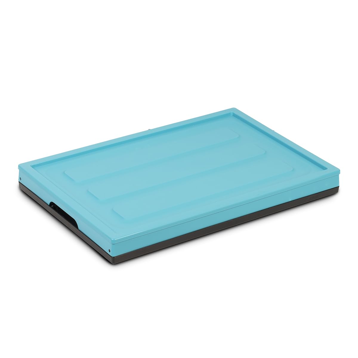 Glad - Contenedor plegable de almacenamiento con tapa, caja de plástico plegable de 48 litros para cochera, maletero y organización, contenedor apilable con tapa con asas, color turquesa