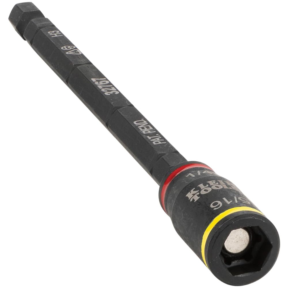 Klein Tools 32767 - driver de impacto SAE 3 en 1 y soporte de brocas, enchufe abatible con controladores hexagonales de 1/4 pulgadas y 5/16 pulgadas, longitud de 5 pulgadas