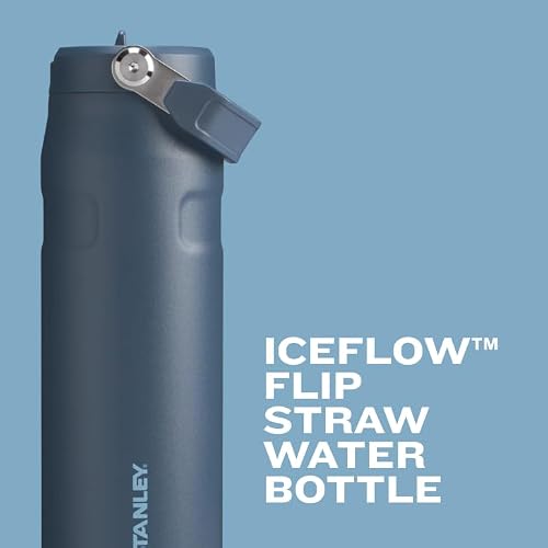 Stanley IceFlow - Botella de agua abatible 2.0, 36 onzas, popote integrada con apertura más grande, ligera y resistente a fugas, acero inoxidable aislado, sin BPA, lila