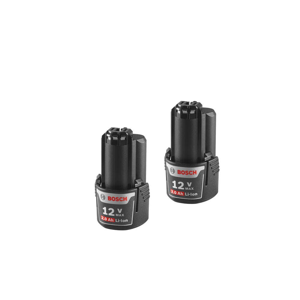Bosch BAT414-2PK Batería de Iones de Litio de 12 V máx. 2 Ah 2 Unidades | Diseño deslizante | Fuente de alimentación compacta | Rendimiento sin decoloración | Compatible con cargador