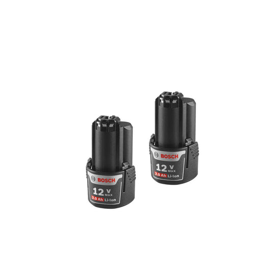 Bosch BAT414-2PK Batería de Iones de Litio de 12 V máx. 2 Ah 2 Unidades | Diseño deslizante | Fuente de alimentación compacta | Rendimiento sin decoloración | Compatible con cargador