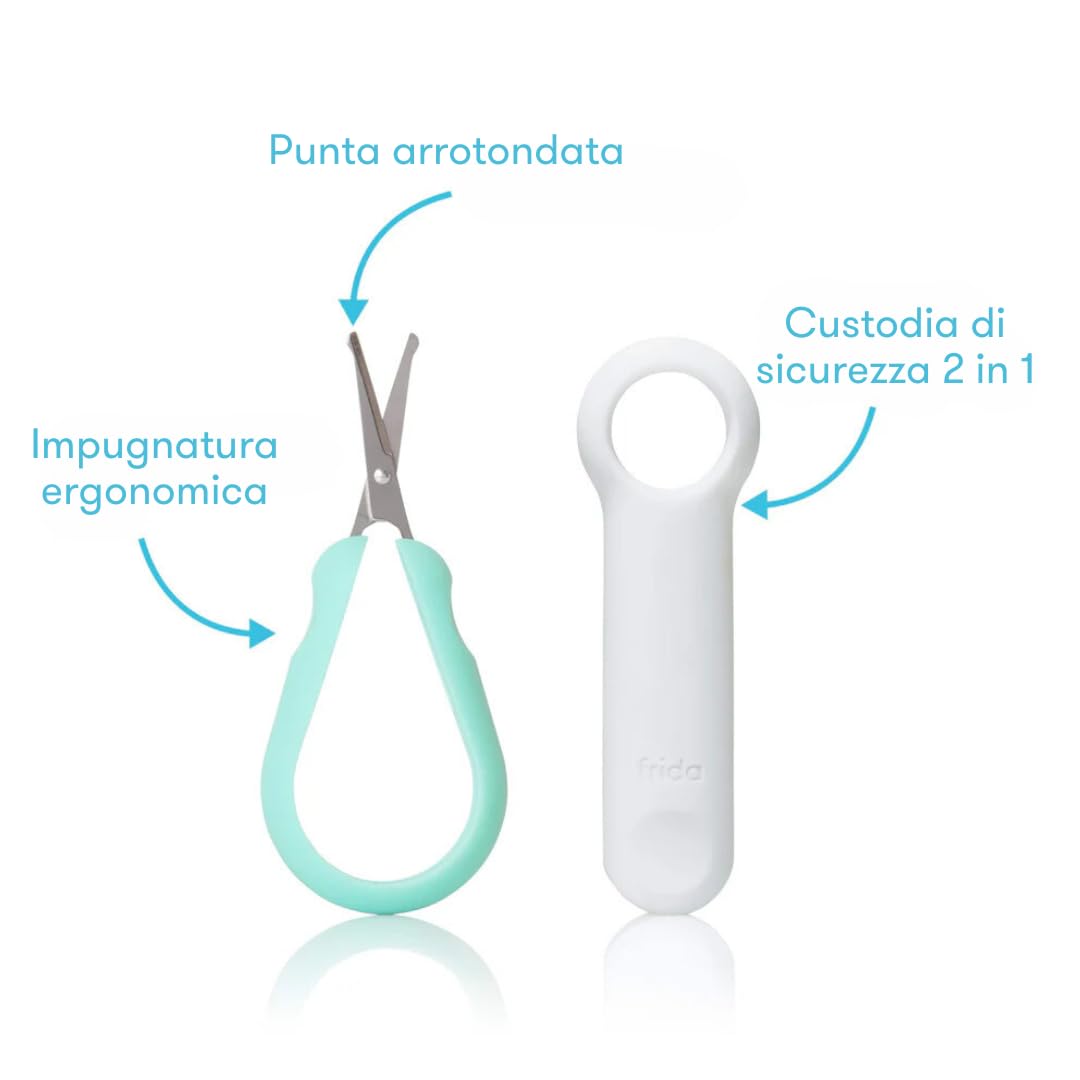 Tijeras de uñas de fácil agarre por Frida Baby Grooming Essentials seguras para uñas recién nacidas