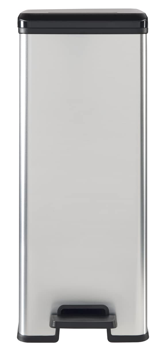 Cesto de Basura Keter 40 L de polipropileno, 42 x 25 x 61 cm, color plateado