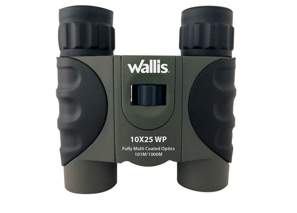 Wallis BI614306 Binocular Compacto Tipo Tejado, Verde/Negro, 10 x 25 mm, Revestimiento Green