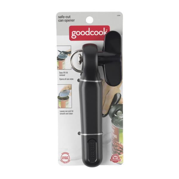 Good Cook - Abrelatas manual de corte seguro, sin bordes afilados, color negro