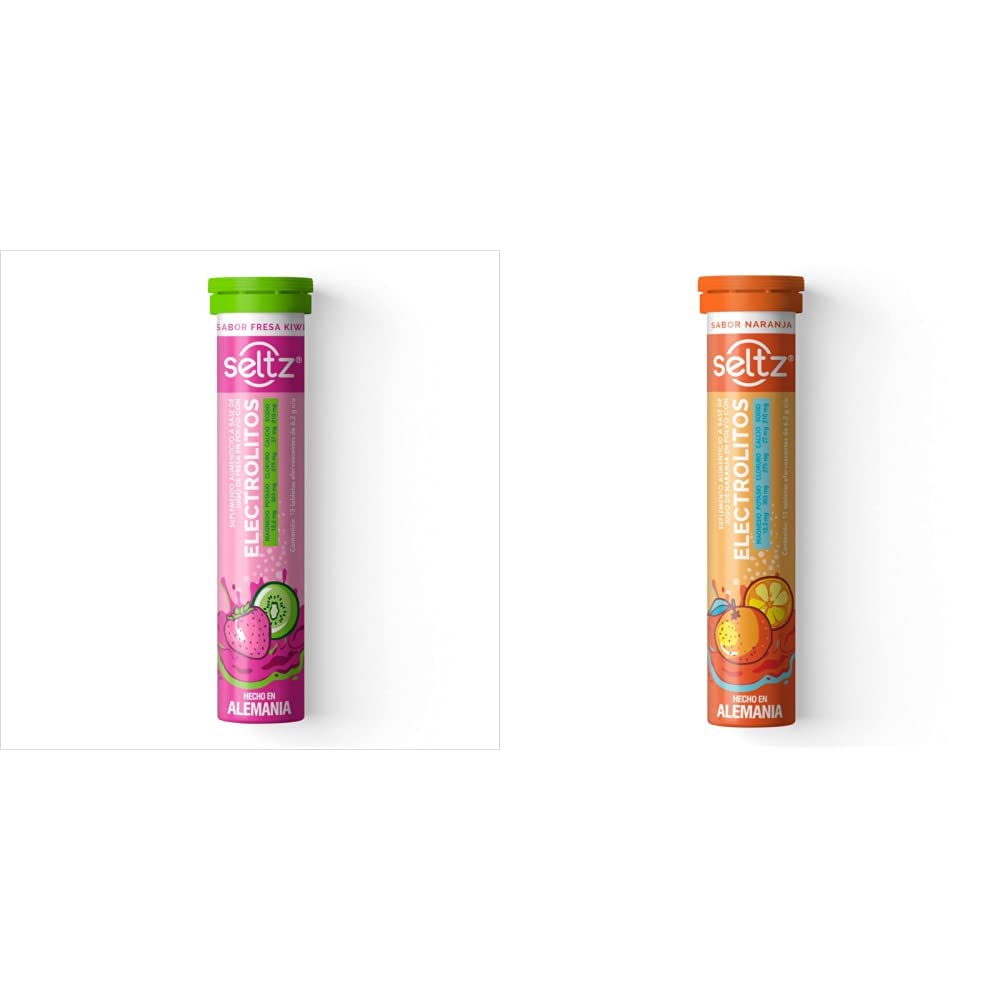 Seltz Kit Electrolitos Tableta Efervescente, Sabores Fresa Kiwi más Naranja, 26 Tabletas, 2 Pack