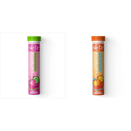 Seltz Kit Electrolitos Tableta Efervescente, Sabores Fresa Kiwi más Naranja, 26 Tabletas, 2 Pack