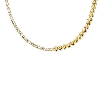 Collar Fossil Sutton JA7302710 de latón de color dorado para dama