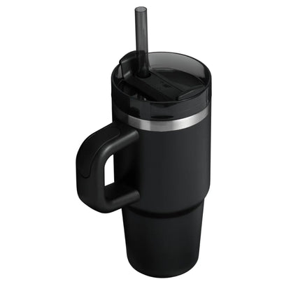 Termo Stanley Quencher Popote con Asa Black 591ml - Vaso con Aislamiento al Vacío, Tapa 3 Posiciones, Acero Inoxidable Reciclado