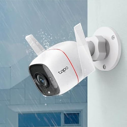 Tapo TP-Link TC65, Nuevo cámara de Seguridad Wi-Fi para Exteriores, 3MP, Visión Nocturna, Audio Bidireccional. Cloud Video Recording, Funciona con Alexa