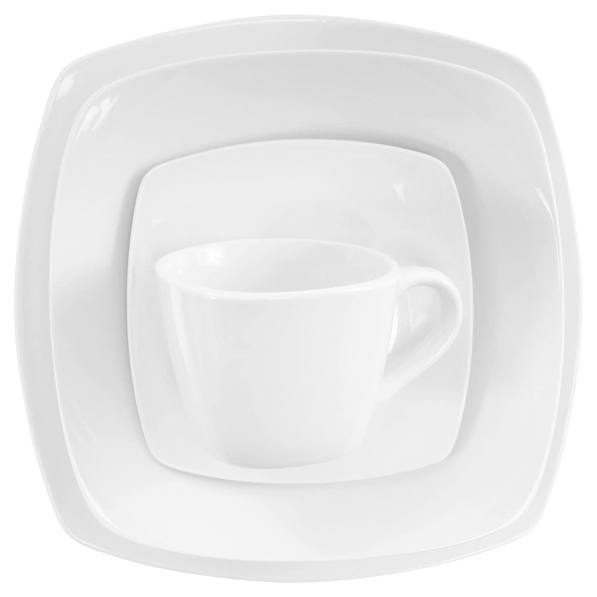 LE BONNE TABLE by Crown Baccara - Vajilla de Porcelana, de 20 piezas, 4 personas, CUADRATA BASI