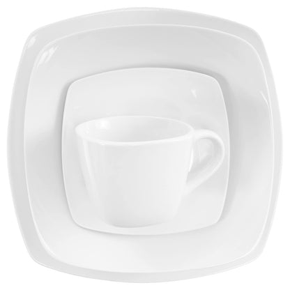 LE BONNE TABLE by Crown Baccara - Vajilla de Porcelana, de 20 piezas, 4 personas, CUADRATA BASI
