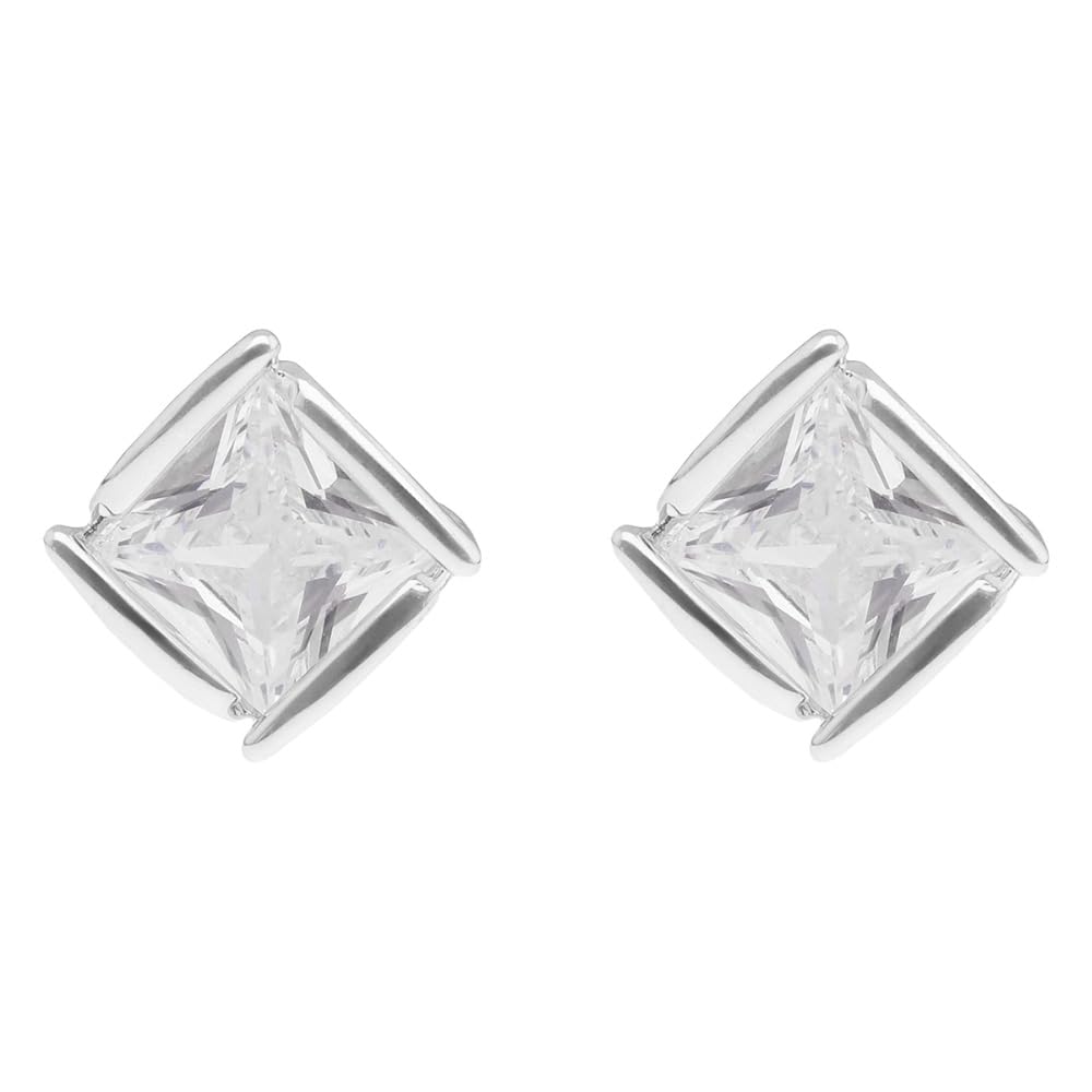 Anne Klein Aretes Plateado Rombo | Para mujer, pequeño, aleación de metales, diseño tipo botón