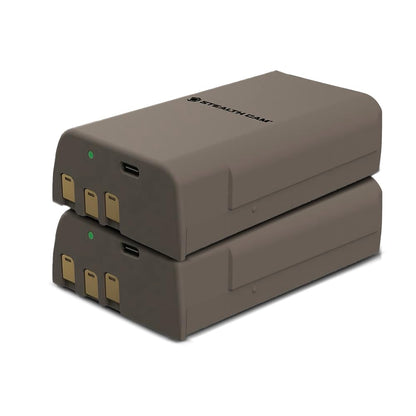Stealth Cam FieldMax MAX-PAK - Cartucho de batería de Litio Recargable de 12 voltios/5000 mAh, Compatible con cámaras celulares de Caza, Cable de Carga USB Incluido, Paquete de 2