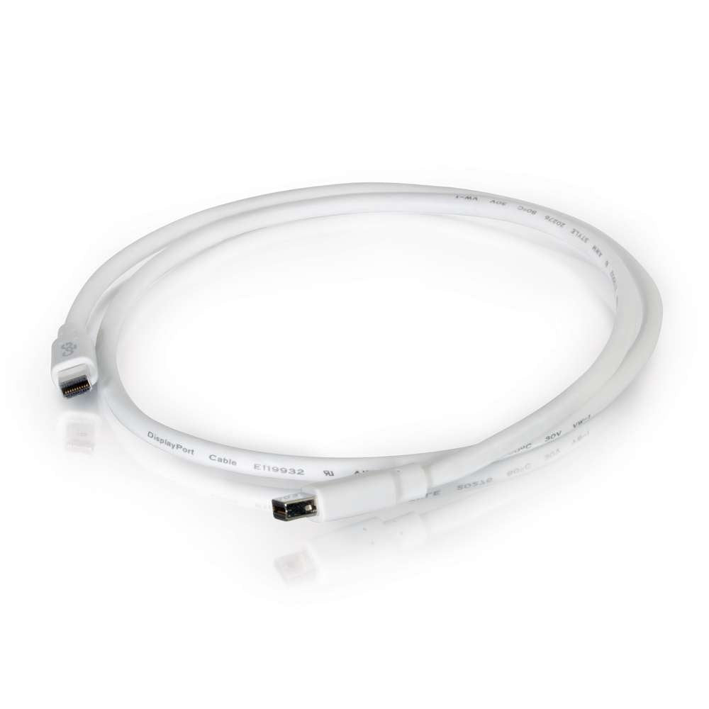 C2G 54411 Mini DisplayPort Cable M/M - Digital Audio Video, White (6 Feet, 1.82 Meters)