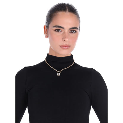 DKNY Collar Cuadrado Dorado para Mujer | Aleación de metales bañada en dorado, cierre gancho francés, tamaño mediano