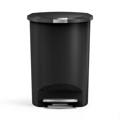 simplehuman, bote de basura semicircular con pedal, plástico negro, 50 L - Negro