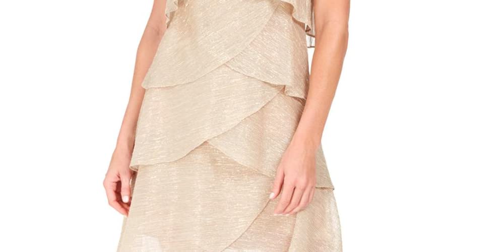 S.L. Fashions Vestido de cóctel Escalonado con Correa de joyería para Mujer (Petite y Regular)