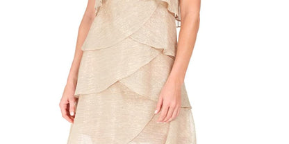 S.L. Fashions Vestido de cóctel Escalonado con Correa de joyería para Mujer (Petite y Regular)