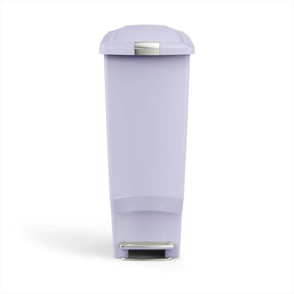 simplehuman, bote de basura estrecho con pedal, plástico blanco, 40 L - Lila