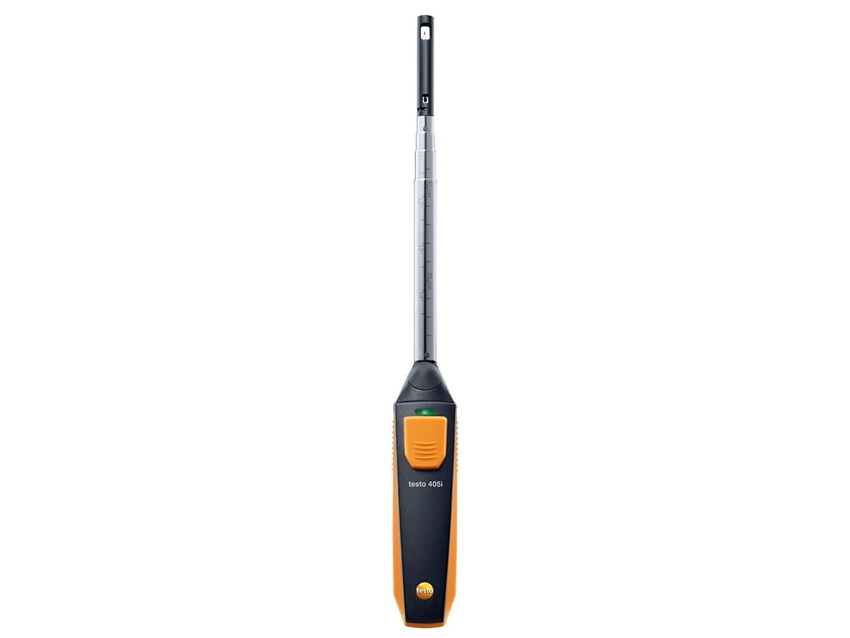 testo 405i Anemómetro de cable caliente I Sonda inteligente inalámbrica para velocidad del aire, flujo de aire y temperatura en el conducto
