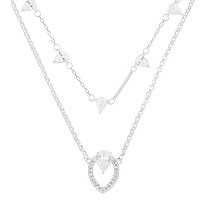 Anne Klein Collar Plateado para Mujer | Asimétrico, cierre gancho francés, aleación de metales, diseño versátil