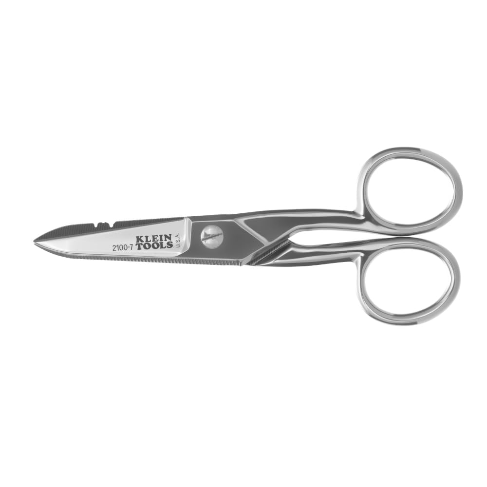 Klein Tools 2100-7 Tijeras para electricista con pela cables - recubierto en niquel