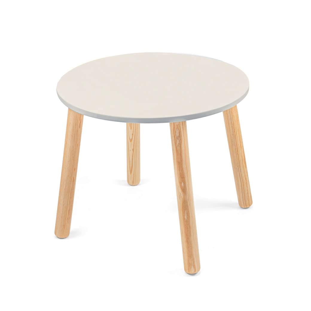 DUDUK Mesa Circular Infantil de Madera, Acabado Mate, 2 a 9 años - Infantil - Blanco ostión