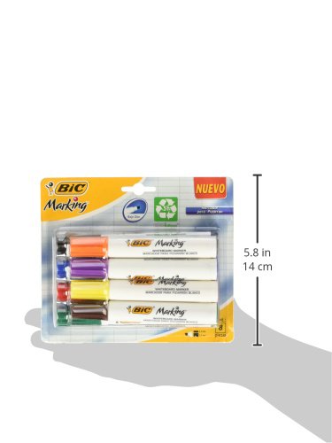 BIC, Marcador de Pizarrón, Borrado Fácil, Olor Suave, Marking, Surtido de Colores Fashion y Clásicos, 8 piezas