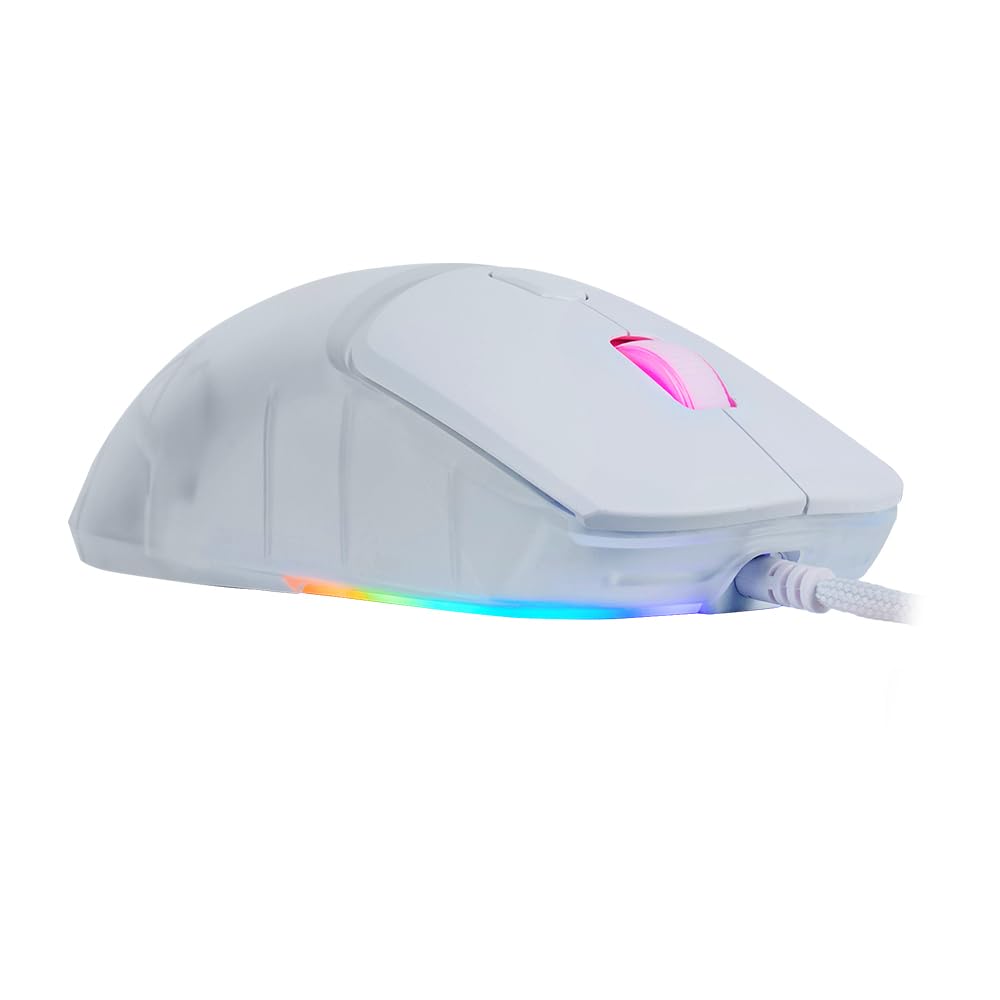 GAME FACTOR MOG530-WH Mouse Gamer Pixart 3327 hasta 12,000 dpi 1000 Hz Ajustable con Software Iluminacion RGB Framerate de 6200 fps Color Blanco