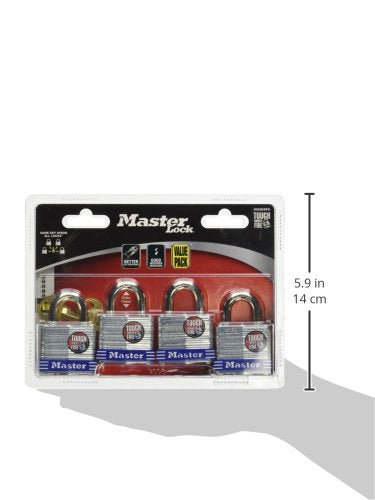 Master Lock - Candado con llave (1-9/16 pulgadas de ancho, grillete de 3/4 pulgadas), 3.8 cm, Plateado