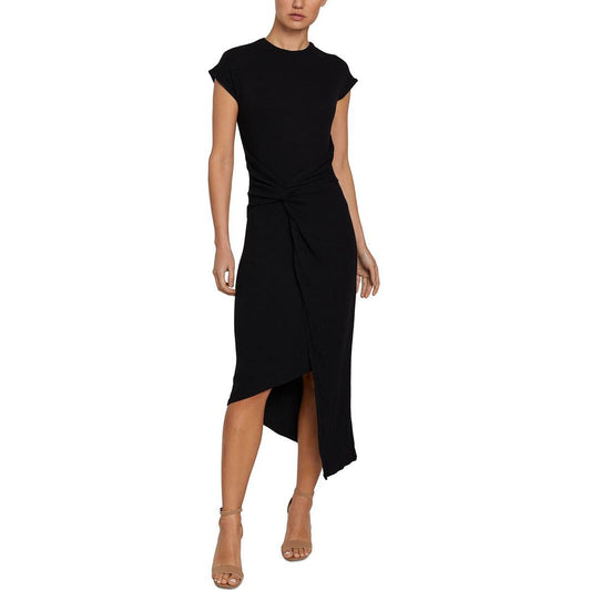 Laundry by Shelli Segal Midi Dress Cap Sleeve Asymmetrical Knot Front Dresses Vestido Mujer