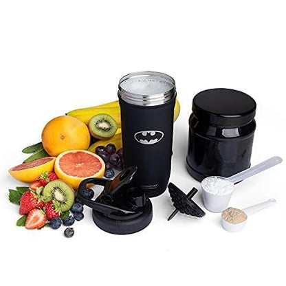 SmartShake Reforce Acero Inoxidable DC Comics, Batman, 900ml, Botella Mezcladora de Proteínas, Libre de BPA
