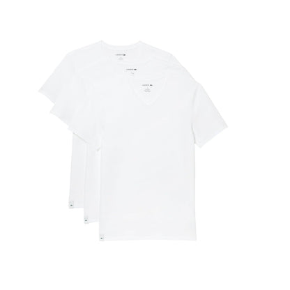 Lacoste Essentials Camisetas Cuello en V para Hombre, Paquete de 3 - M - Blanco