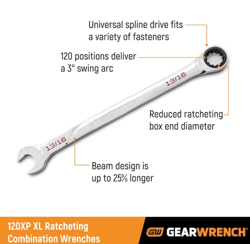 Equipo de 7 unidades 120XP - Juego de llaves combinadas de carraca universal Spline XL, SAE - 86452